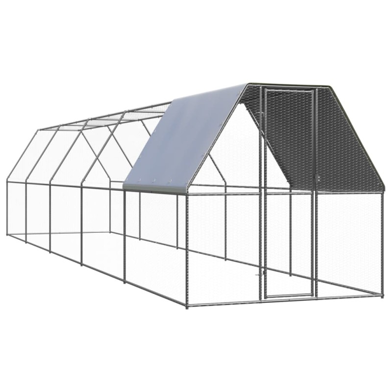 Galinheiro de exterior 2x10x2 m aço galvanizado-Casotas e gaiolas para animais pequenos-Home Retail