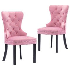 Cadeiras de jantar 2 pcs veludo rosa