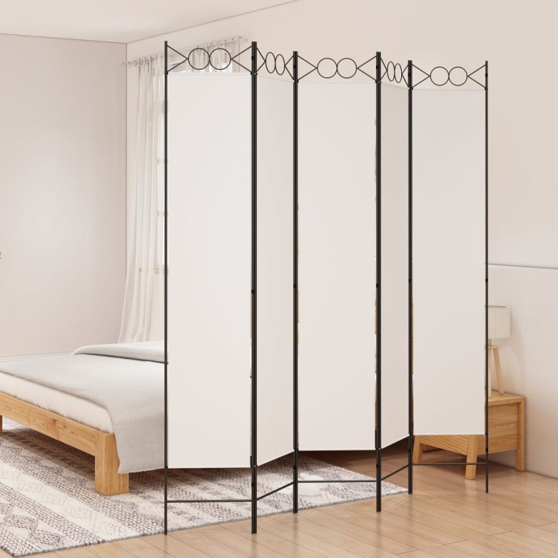 Divisória/biombo com 5 painéis 200x220 cm tecido branco-Biombos-Home Retail