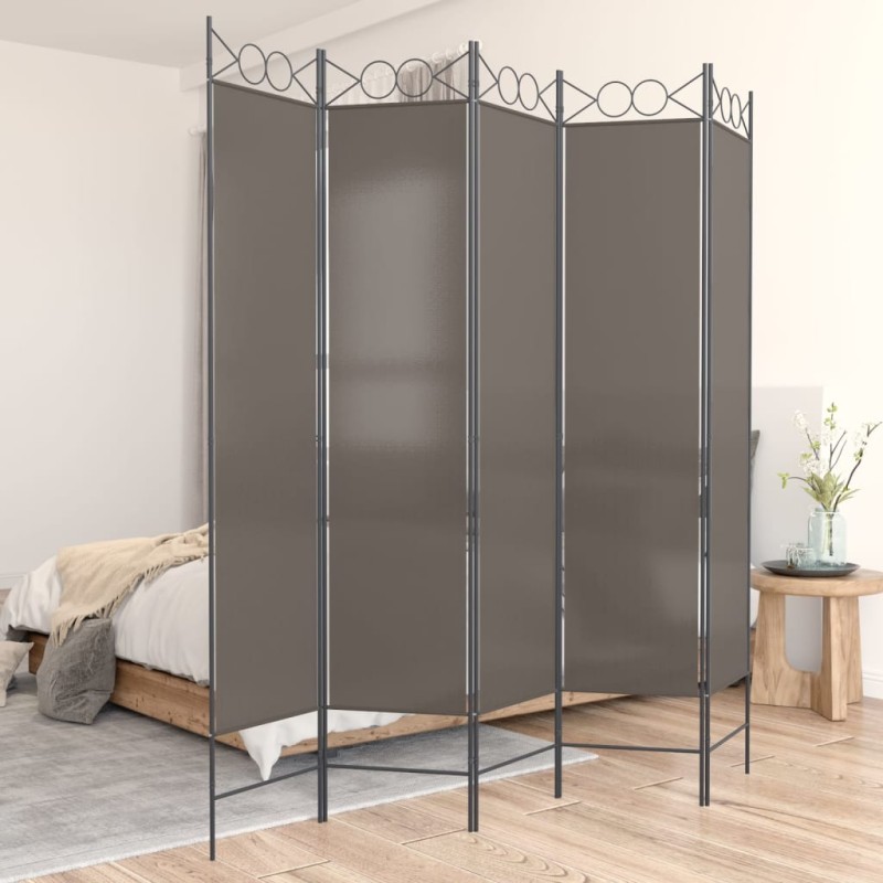 Divisória/biombo com 5 painéis 200x220 cm tecido antracite-Biombos-Home Retail