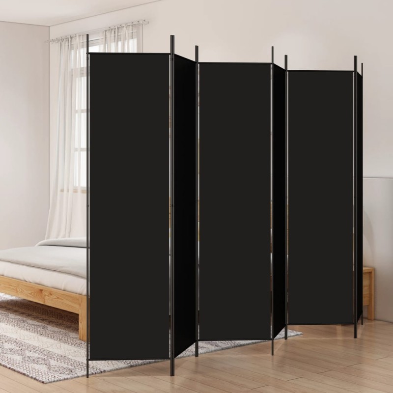 Divisória de quarto com 6 painéis 300x200 cm tecido preto-Biombos-Home Retail