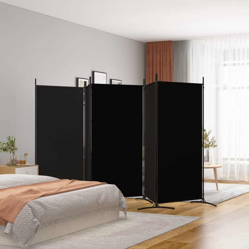 Divisória de quarto com 5 painéis 433x180 cm tecido preto-Biombos-Home Retail