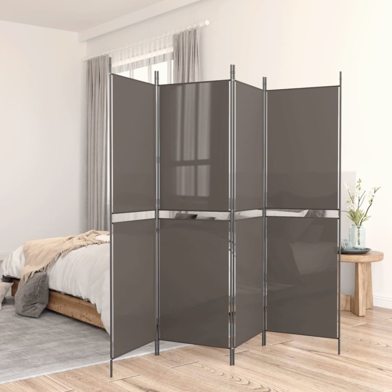 Divisória de quarto com 5 painéis 250x180 cm tecido antracite-Biombos-Home Retail