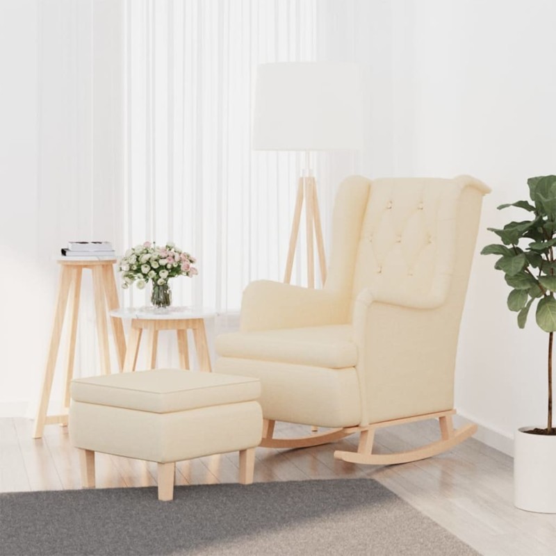 Poltrona de baloiço com banco tecido cor creme-Poltronas-Home Retail