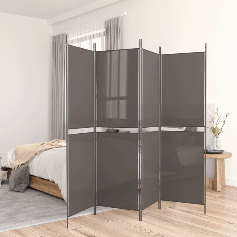 Divisória de quarto com 5 painéis 250x200 cm tecido antracite-Biombos-Home Retail