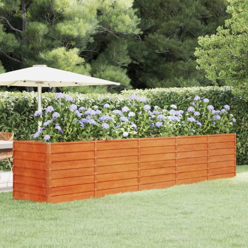 Canteiro de jardim 400x80x77 cm aço corten cor enferrujado-Vasos e floreiras-Home Retail