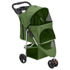 Carrinho dobrável para cães 80x46x98 cm tecido oxford verde