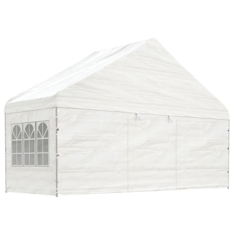 VidaXL Gazebo com telhado 5,88x2,23x3,75 m polietileno branco-Toldos e gazebos-Home Retail