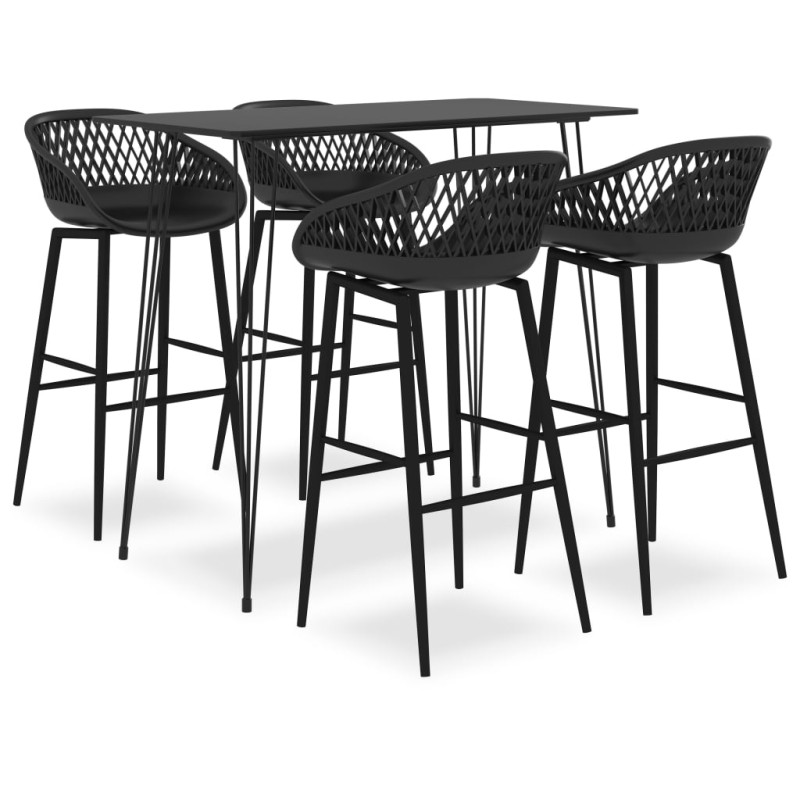 5 pcs conjunto de bar preto-Conjuntos de móveis para cozinha e sala de jantar-Home Retail