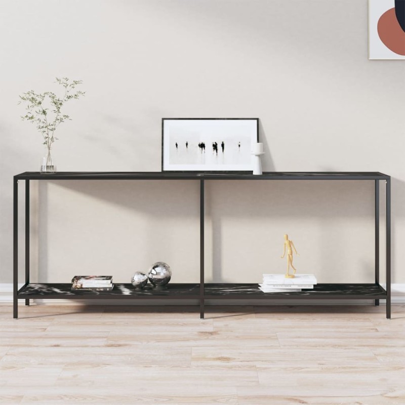 Mesa consola preto 200x35x75,5 cm vidro temperado-Mesas de apoio-Home Retail