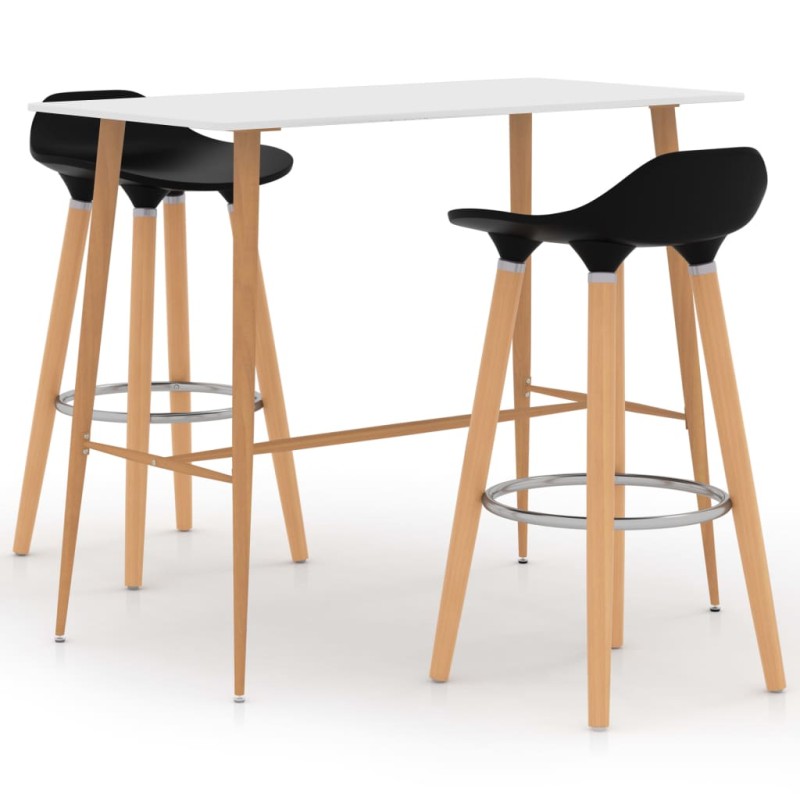 3 pcs conjunto de bar preto e branco-Conjuntos de móveis para cozinha e sala de jantar-Home Retail