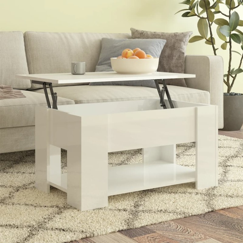 Mesa centro 79x49x41 cm madeira processada branco brilhante-Mesas de centro-Home Retail