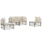 4 pcs conjunto lounge de jardim c/ almofadões vime PE antracite