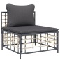 3 pcs conjunto lounge de jardim c/ almofadões vime PE antracite