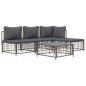 5 pcs conjunto lounge de jardim c/ almofadões vime PE antracite