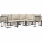 4 pcs conjunto lounge de jardim c/ almofadões vime PE antracite