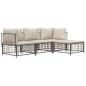 4 pcs conjunto lounge de jardim c/ almofadões vime PE antracite