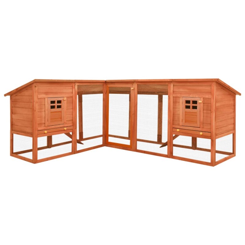 Coelheira exterior c/ parque madeira de abeto maciça castanho-Casotas e gaiolas para animais pequenos-Home Retail