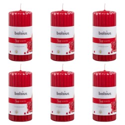 Bolsius Velas cilíndricas perfumadas c/ nervuras 6 pcs 120x58 mm ro...