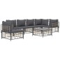 7 pcs conjunto lounge de jardim c/ almofadões vime PE antracite