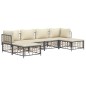 6 pcs conjunto lounge de jardim c/ almofadões vime PE antracite