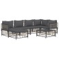 7 pcs conjunto lounge de jardim c/ almofadões vime PE antracite