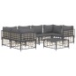 7 pcs conjunto lounge de jardim c/ almofadões vime PE antracite