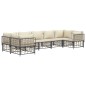 7 pcs conjunto lounge de jardim c/ almofadões vime PE antracite