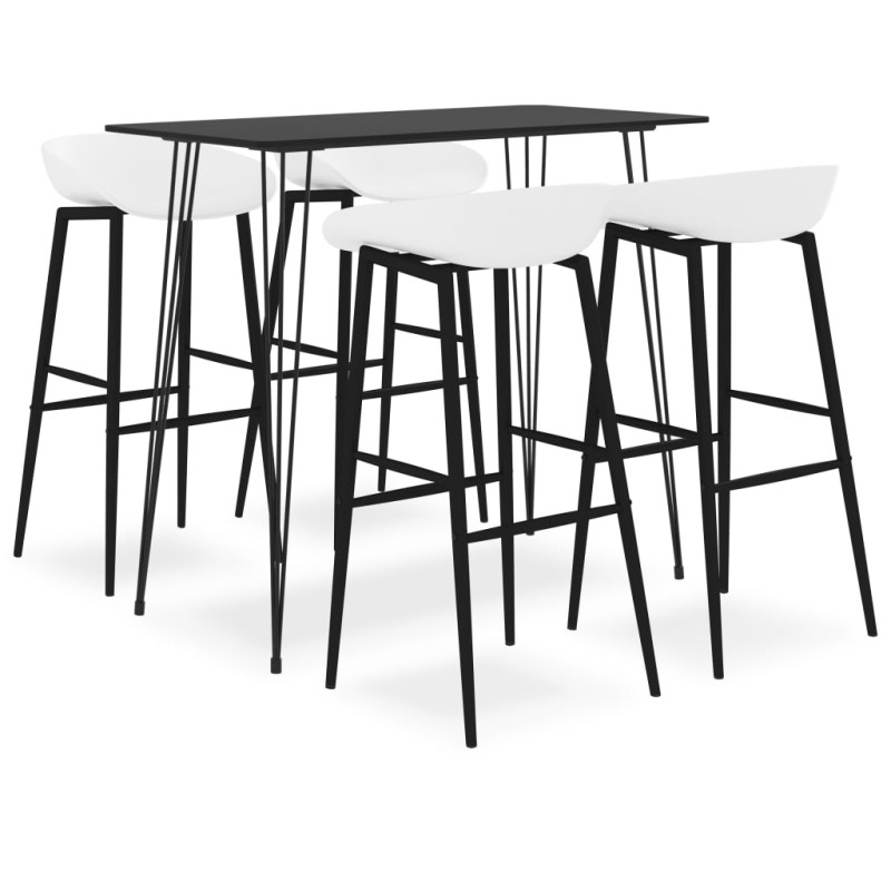 5 pcs conjunto de bar preto e branco-Conjuntos de móveis para cozinha e sala de jantar-Home Retail