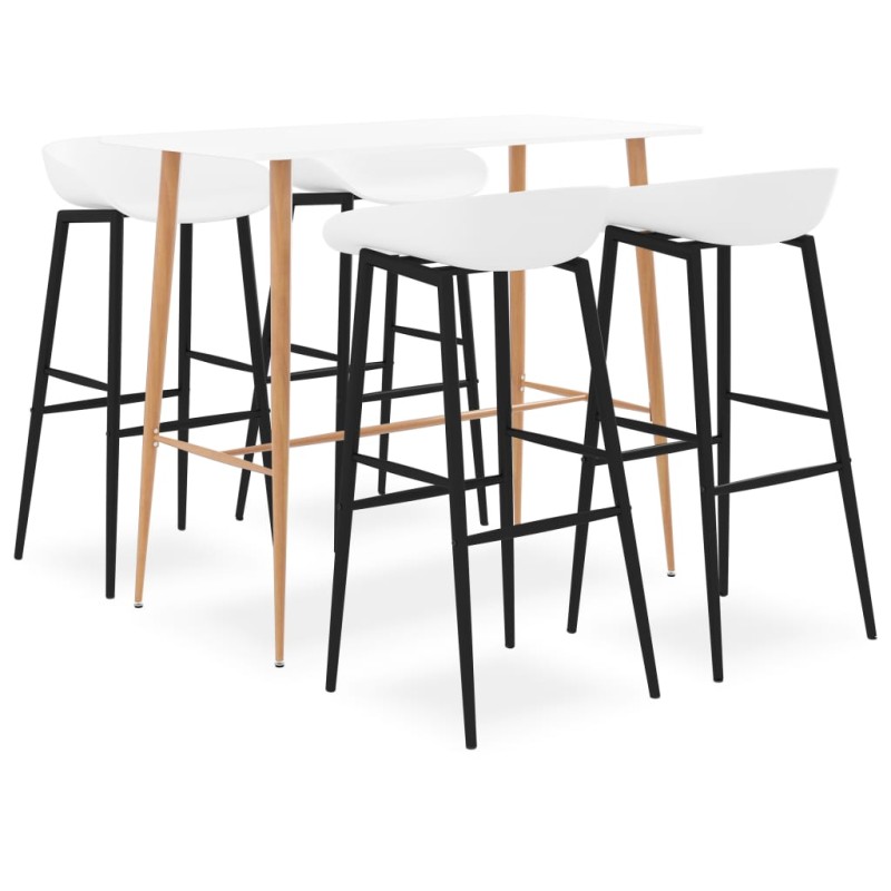 5 pcs conjunto de bar branco-Conjuntos de móveis para cozinha e sala de jantar-Home Retail