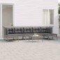 8 pcs conjunto lounge de jardim c/ almofadões vime PE cinzento