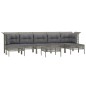 8 pcs conjunto lounge de jardim c/ almofadões vime PE cinzento