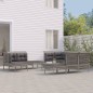 11 pcs conjunto lounge de jardim c/ almofadões vime PE cinzento