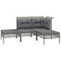 11 pcs conjunto lounge de jardim c/ almofadões vime PE cinzento