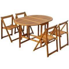 Conjunto de jantar dobrável p/ exterior 5 pcs acácia maciça