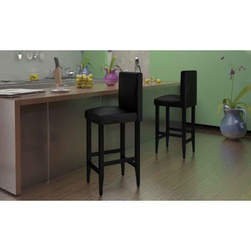 Bancos de bar 4 pcs couro artificial preto-Bancos de bar-Home Retail