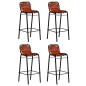 Conjunto de bar 5 pcs madeira recuperada + couro cabra genuíno