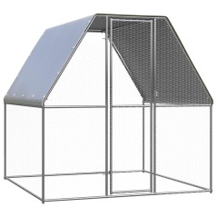 Galinheiro 2x2x2 m aço galvanizado prateado e cinzento