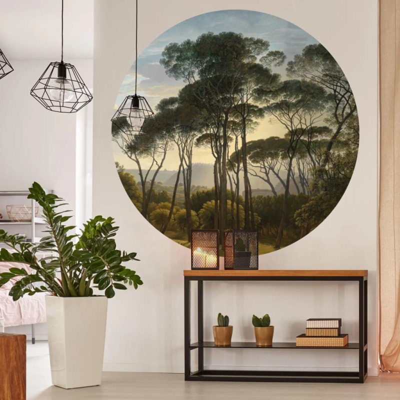 WallArt Papel de parede circular "Umbrella Pines in Italy" 190 cm-Papel de parede-Home Retail