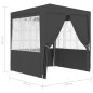 Tenda festas com paredes laterais 2x2m 90g/m² antracite