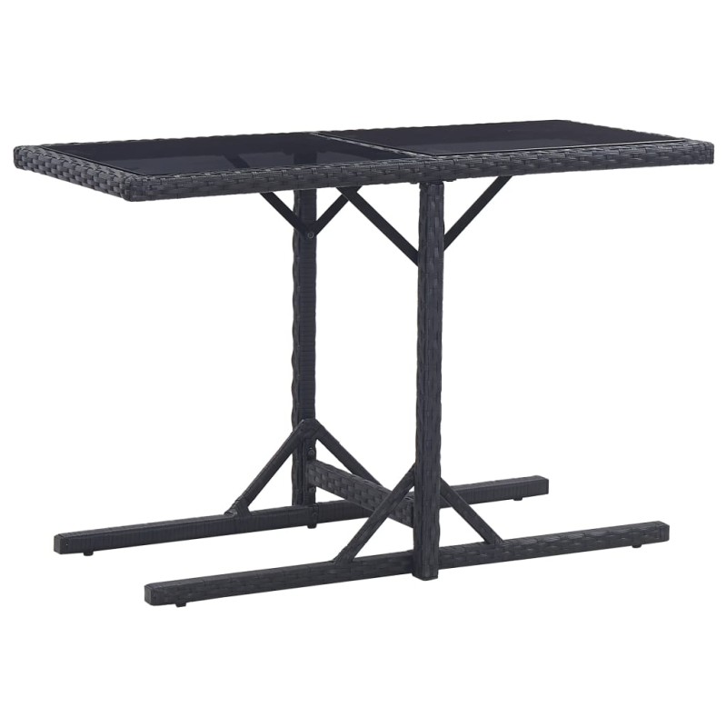 Mesa de jardim 110x53x72 cm vidro e vime PE preto-Mesas de jardim-Home Retail