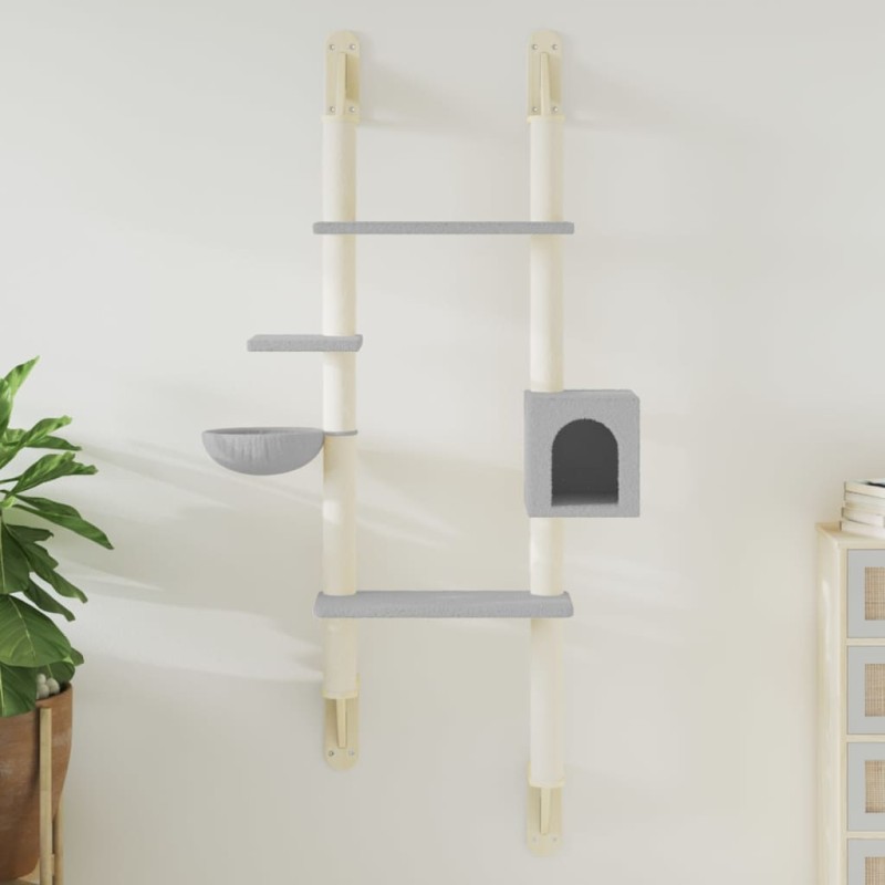 Árvore parede p/ gatos c/ poste arranhador 180 cm cinza-claro-Móveis para gatos-Home Retail