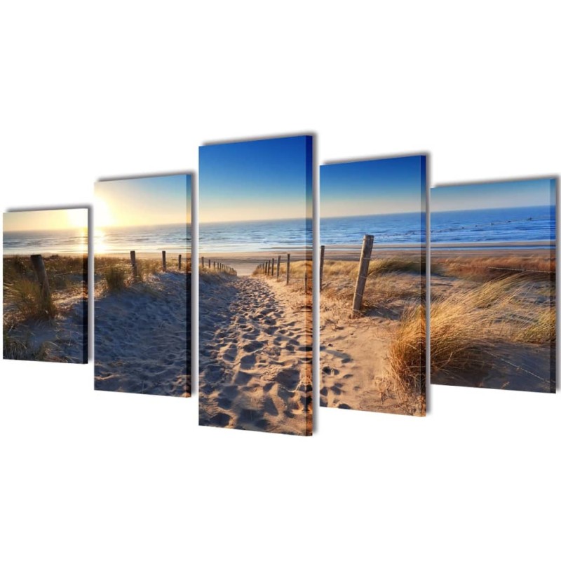 Políptico praia de areia 200 x 100 cm-Pósteres, quadros e artes visuais-Home Retail