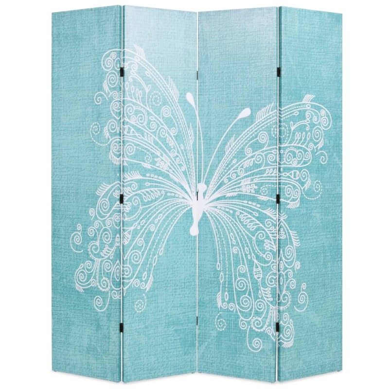 Biombo dobrável com estampa de borboleta azul 160x170 cm-Biombos-Home Retail