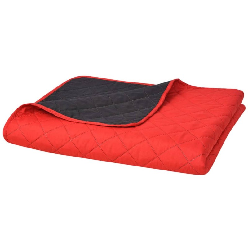 Colcha dupla face acolchoada 230x260 cm vermelho e preto-Colchas e mantas-Home Retail