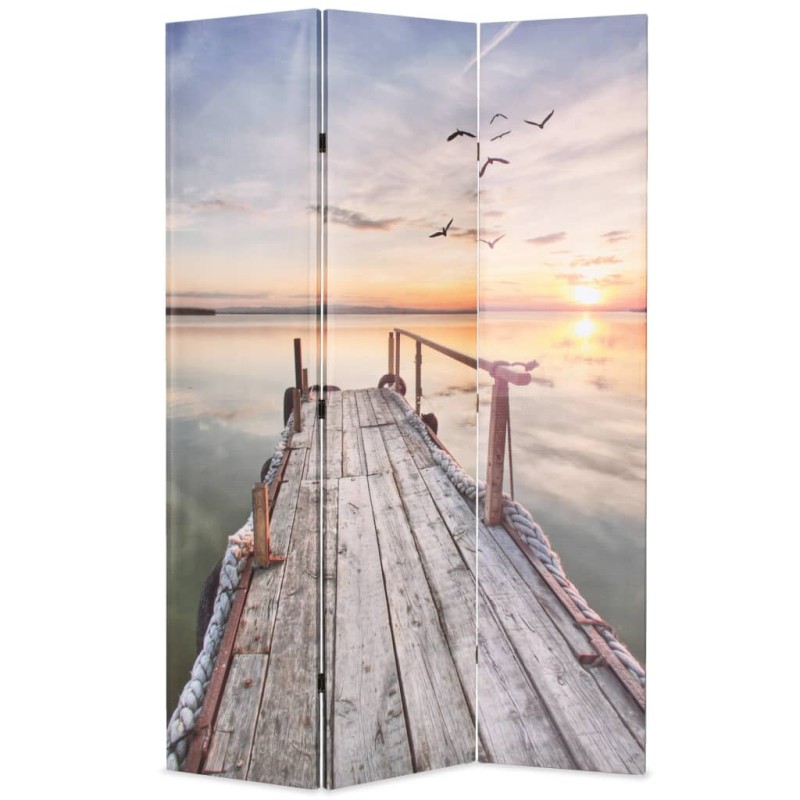 Biombo dobrável com estampa de lago 120x170 cm-Biombos-Home Retail