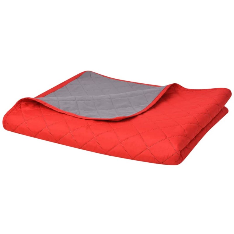 Colcha dupla face acolchoada 220x240 cm vermelho e cinzento-Colchas e mantas-Home Retail