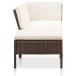 3 pcs conjunto lounge jardim c/ almofadões vime PE castanho