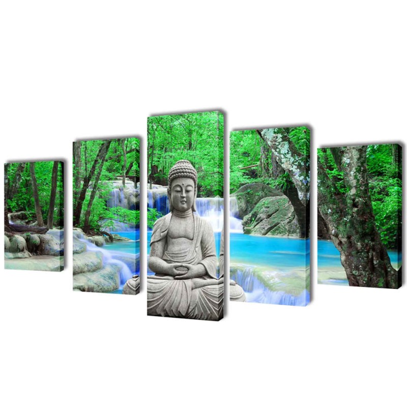 Políptico com impressão Buddha 200x100 cm-Pósteres, quadros e artes visuais-Home Retail