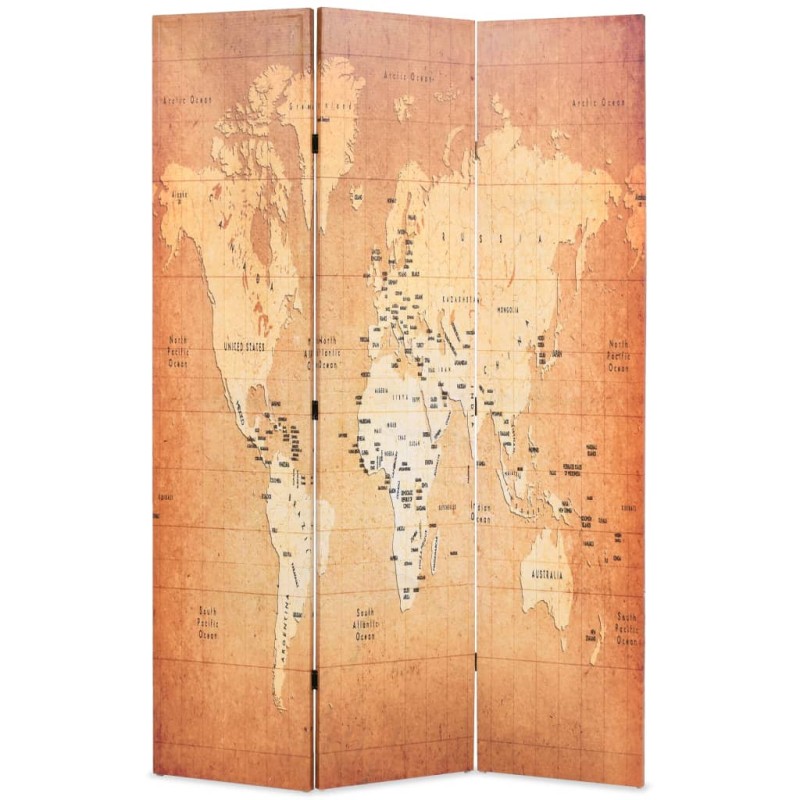 Biombo dobrável mapa mundo 120x170 cm amarelo-Biombos-Home Retail